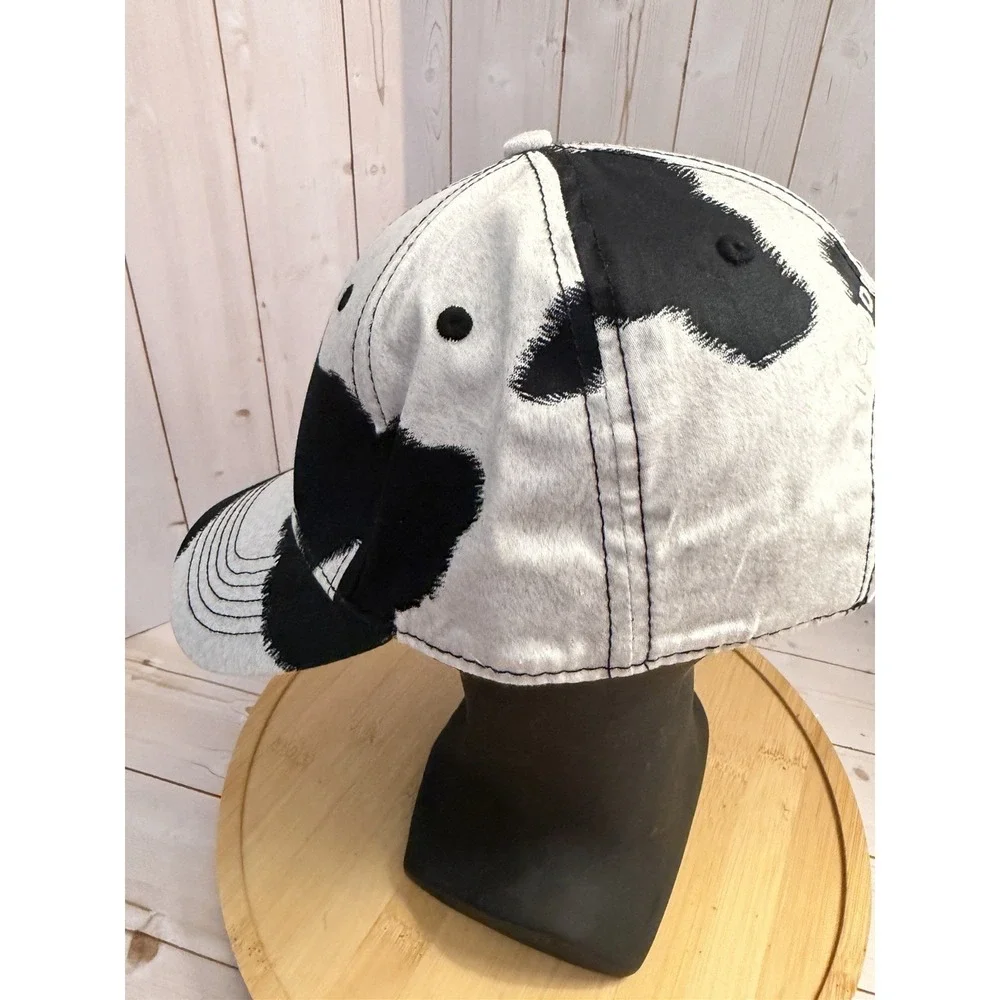 Loudmouth Golf Hat Black White Cow Print Holstein Adjustable Baseball Cap